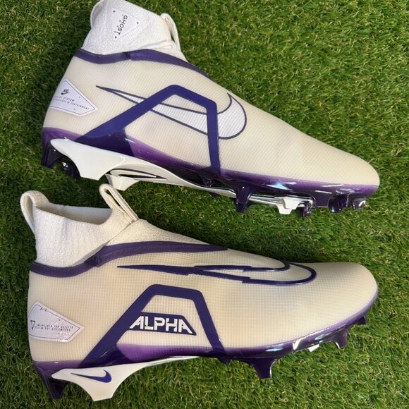Nike Alpha Menace Elite 3 P Football Cleats White/Purple Men 10.5 DM1792-101 NEW